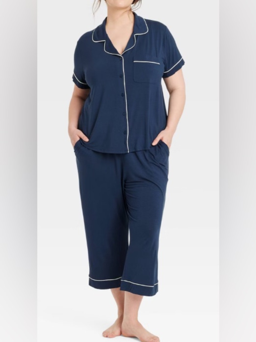 NWT Auden Cloud Knit Navy Blue Plus Size Sleepwear Set